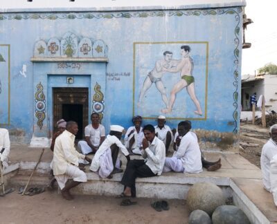 inde du sud village lutteur peinture murale