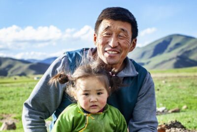 père et fille mongols