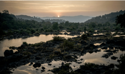 paysage inde du sud coucher de soleil riviere