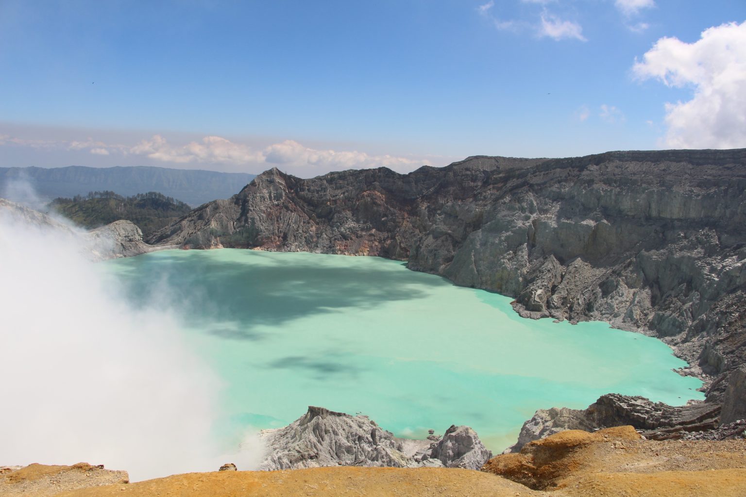 blue water in volcano