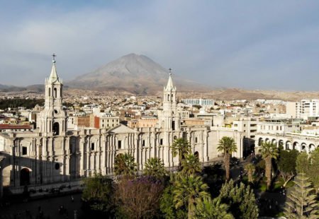 <h2>Arequipa, the world’s Alpaca capital</h2>

Located at 2,300 m altitude at the foot of the Andean volcanoes, this charming city built in white volcanic rock is a great introduction to Peru, allowing you to get a feel for the country’s vibe and gradually get used to the altitude. A lively city day or night, Arequipa is the Vintage Rides base camp in Peru. 
